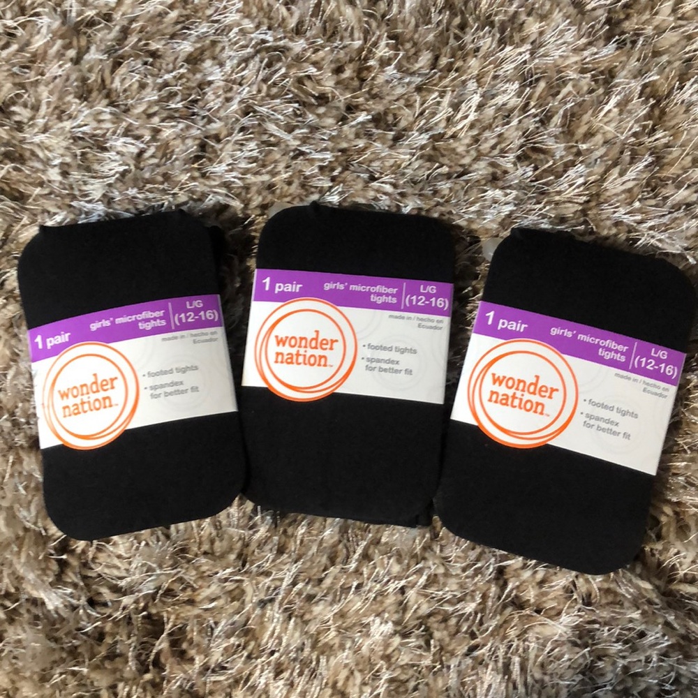 New! 3 Pairs is Girls Black Tights
